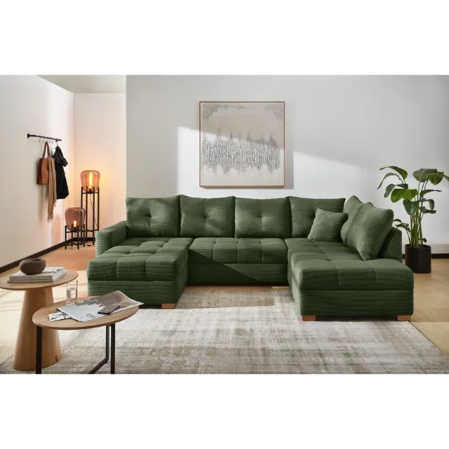 Image du produit Ensemble de salon Leon tissu velours côtelé vert