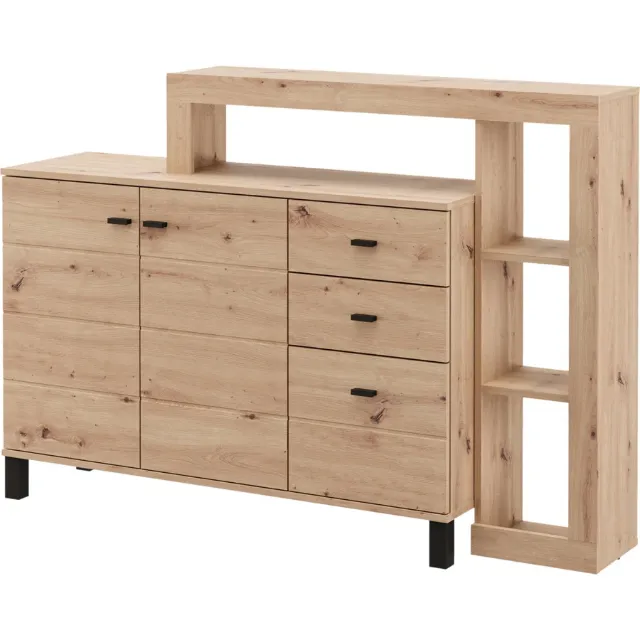 Image du produit Commode Skara, finition chêne Artisan, 144 x 100 x 35 cm