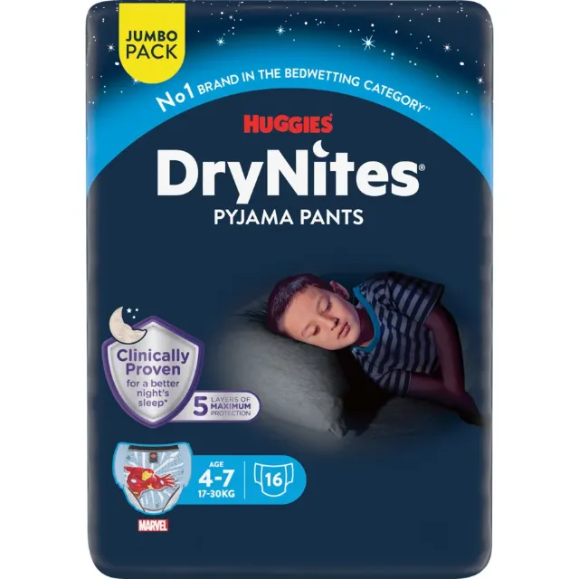 Immagine del prodotto Mutandine super assorbenti per la notte Huggies DryNites, misura 4-7, 16 pezzi