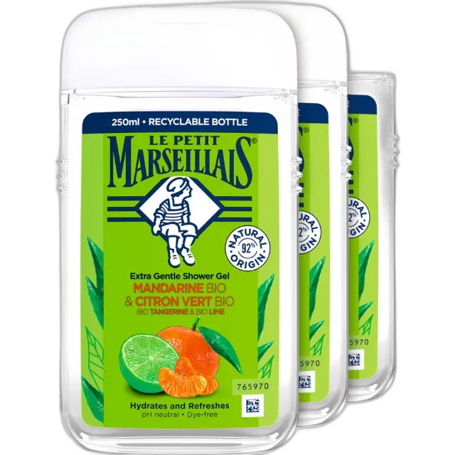 Immagine del prodotto Le Petit Marseillais Gel doccia Mandarino e lime bio 3 x 250 ml