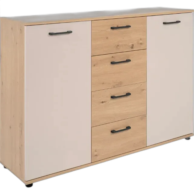 Image du produit Commode Nori 2 tiroirs / 4 portes 120 cm, chêne Artisan / cachemire