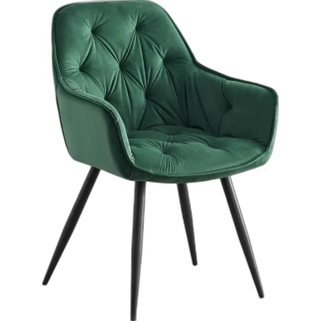 Image du produit Chaise à accoudoirs Romana velours vert
