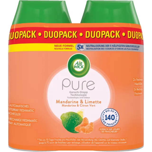Image du produit Air Wick Pure Recharge Freshmatic Max Spray Automatique Mandarine & Citron Vert 2 x 250 ml