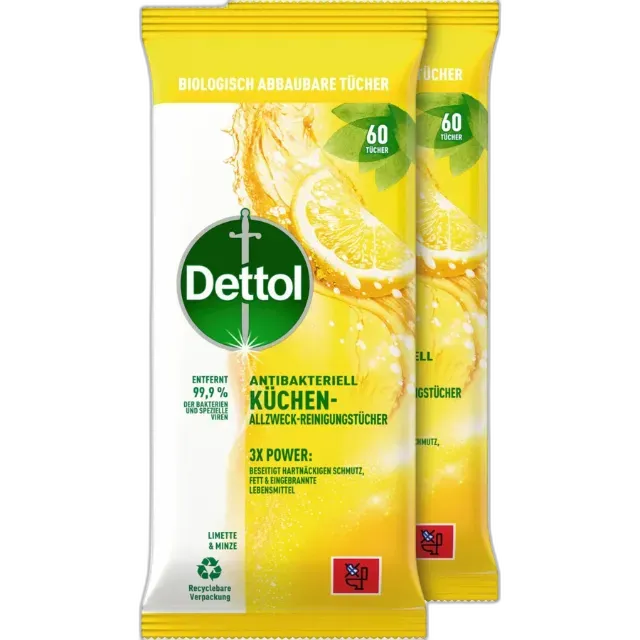 Immagine del prodotto Dettol Salviette multiuso Lime + Menta 2 x 60 salviette