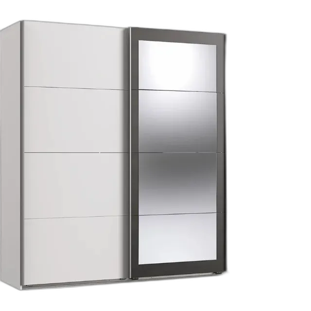 Image du produit Armoire à portes coulissantes Minden décor blanc Raw Steel 270 x 210 x 65 cm, avec miroir