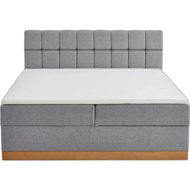 Produktbild zu Boxbett Havanna Stoff grau 160 x 200 cm, mit Bettkasten