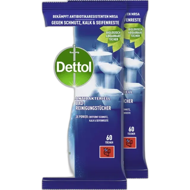 Immagine del prodotto Dettol Salviette per la pulizia del bagno 2 x 60 panni