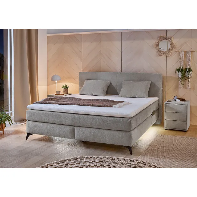 Immagine del prodotto Letto a molle Kira, tessuto di ciniglia, 180 x 200 cm, con illuminazione LED a pavimento