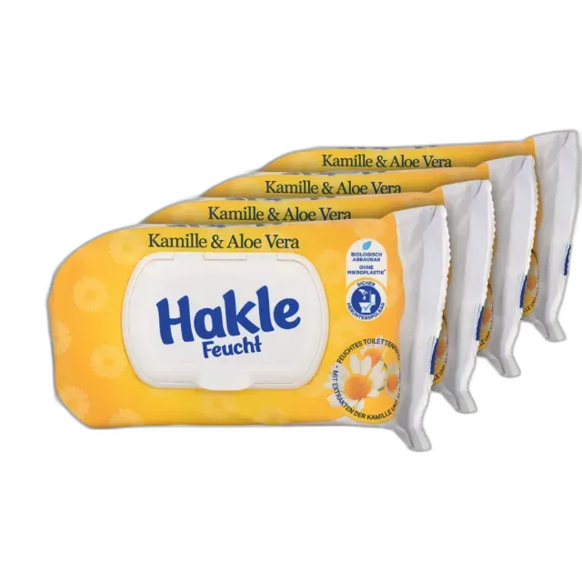 Immagine del prodotto Salviettine umidificate Hakle alla camomilla e all’aloe vera, 4 confezioni da 42 pezzi