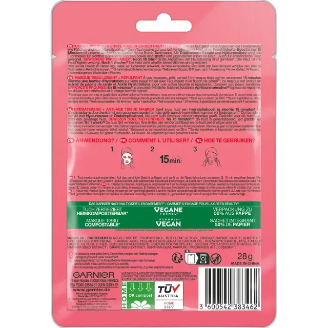 Immagine del prodotto Garnier Maschera in tessuto Hydra Bomb 1 pezzo