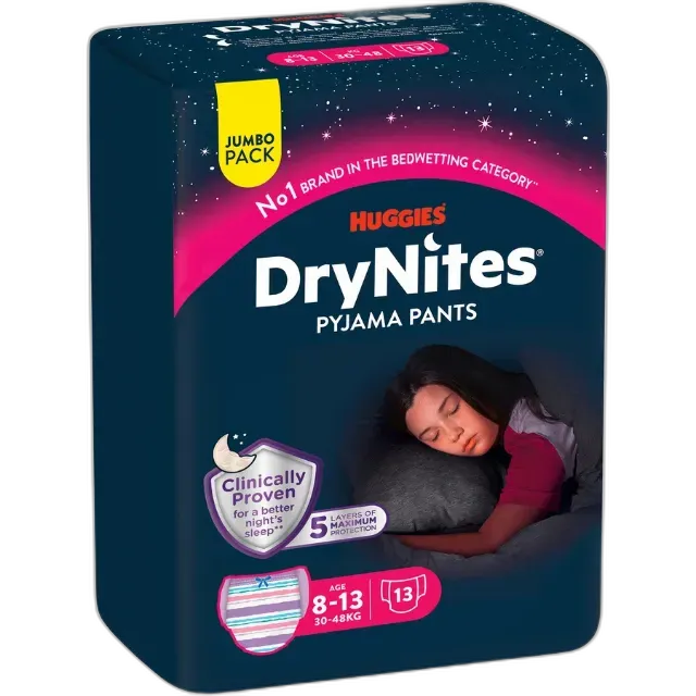 Image du produit Huggies DryNites Culottes de nuit Girl, taille 8-13, 13 pièces