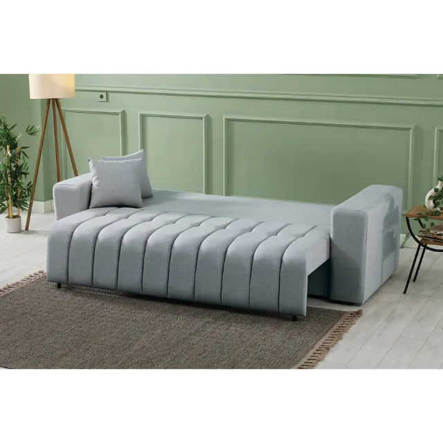 Immagine del prodotto Divano letto Braga in tessuto grigio, sistema di abbassamento automatico