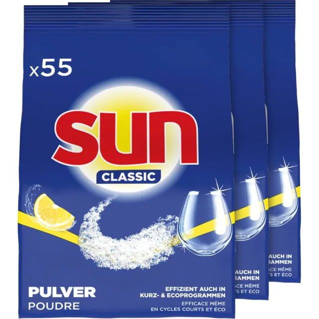 Produktbild zu Sun Spülmaschinenpulver Classic Zitrone 3 x 55 Spülgänge