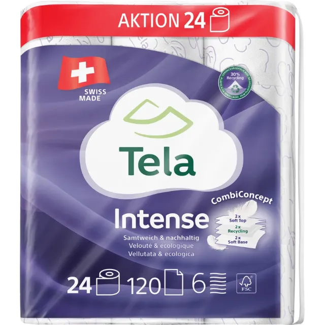 Image du produit Tela Papier toilette 6 plis Intense 24 rouleaux