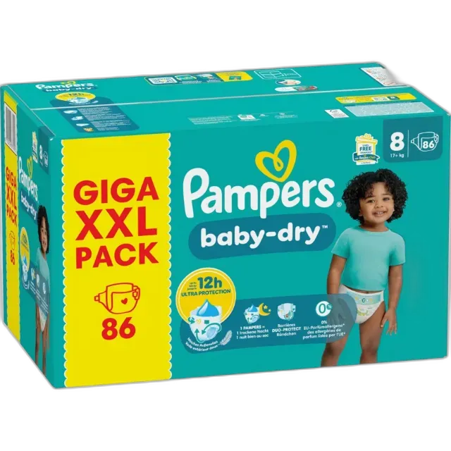 Image du produit Pampers Baby-Dry taille 8, boîte mensuelle de 86 couches