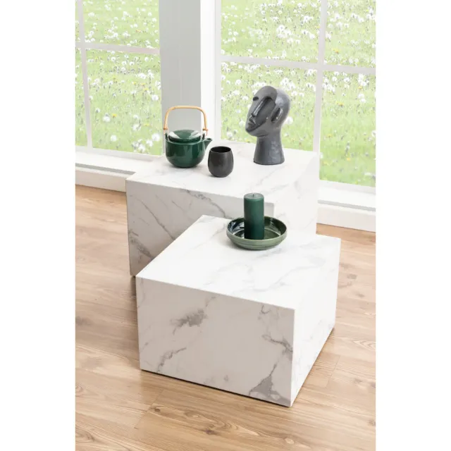 Produktbild zu Salontisch Mondi Dekor Marmor-Optik weiss 2er-Set