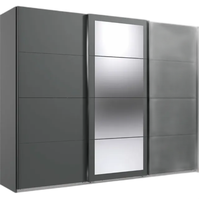 Image du produit Armoire à portes coulissantes Minden, décor graphite, 270 x 210 x 65 cm, avec miroir