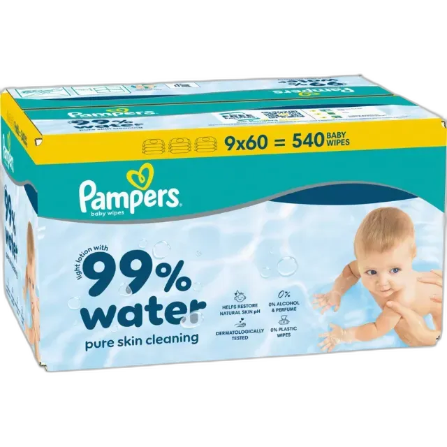 Immagine del prodotto Pampers Aqua Salviettine umidificate, confezione da 9 x 60 pezzi