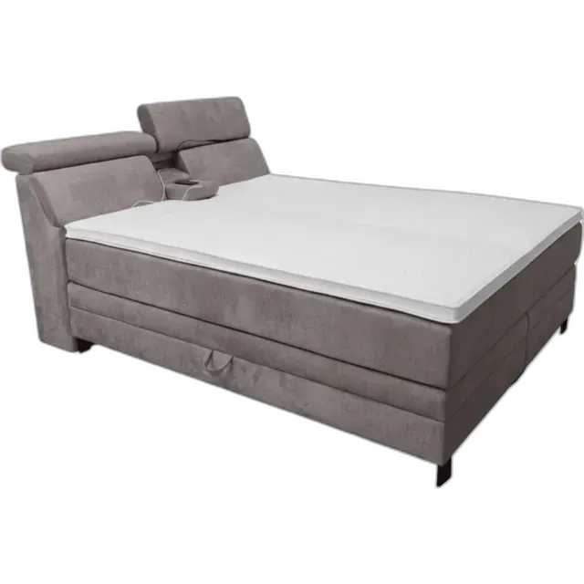 Image du produit Lit boxspring Arrivo tissu gris 160 x 200 cm, sans surmatelas