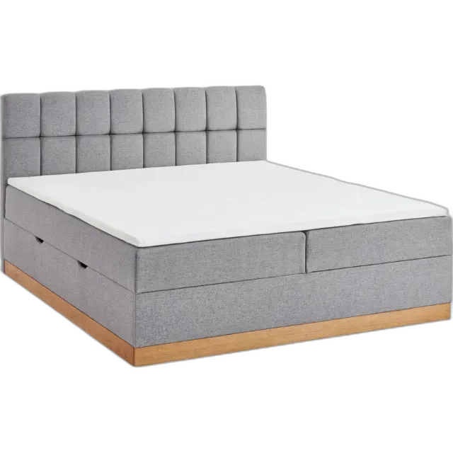 Produktbild zu Boxbett Havanna Stoff grau 180 x 200 cm, mit Bettkasten