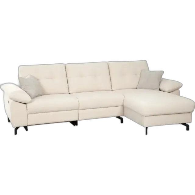 Immagine del prodotto Divano ad angolo Raphael in tessuto beige con pouf a destra