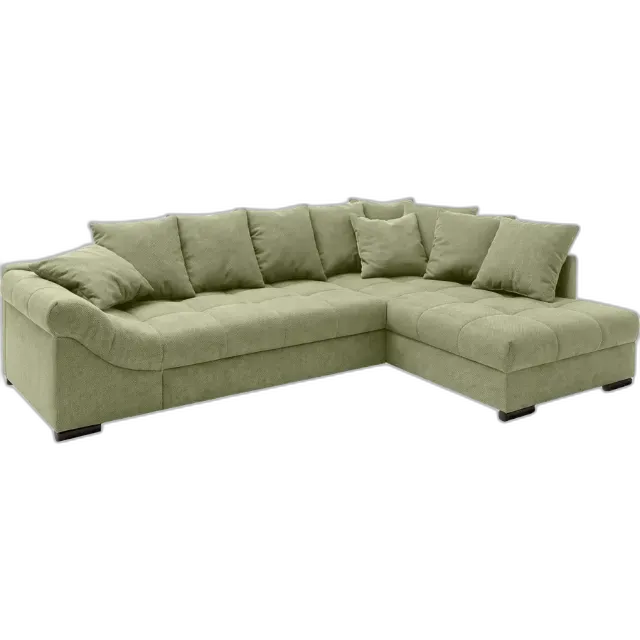 Immagine del prodotto Divano ad angolo Baccara in tessuto Bora green, con chaise longue a destra