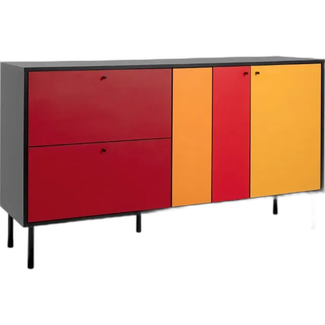 Image du produit Commode Lucca, finition noir/multicolore, 145,5 x 81 x 40 cm