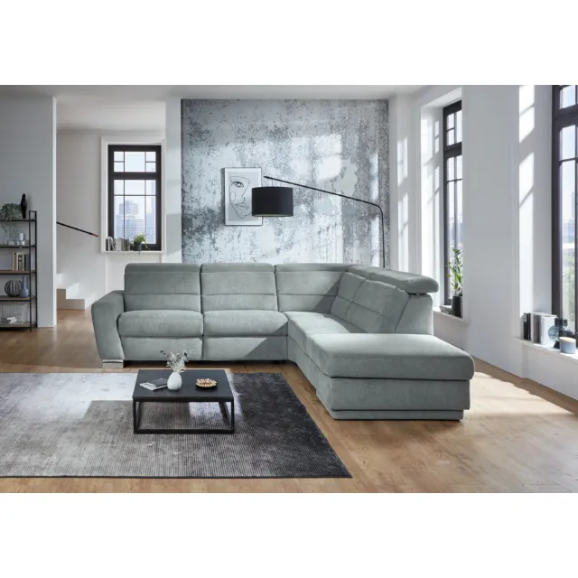 Image du produit Canapé d'angle Regensburg tissu steel, ottomane à droite