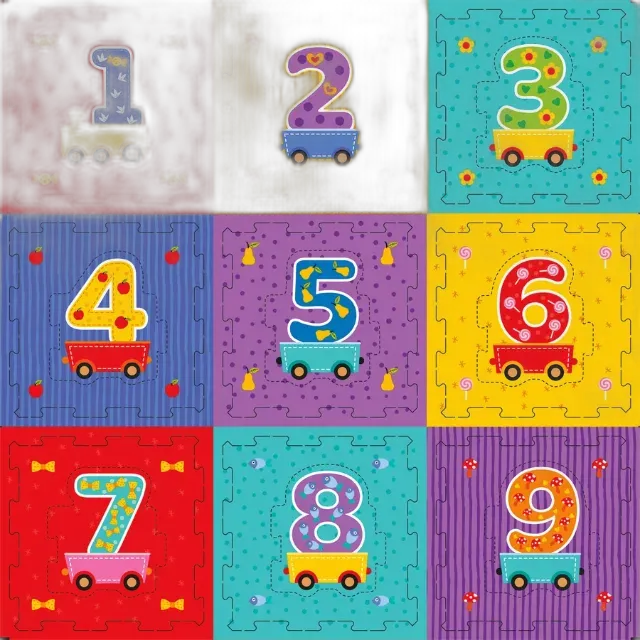 Image du produit Tapis puzzle Chiffres et véhicules, 9 pièces
