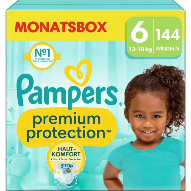 Produktbild zu Pampers Premium Protection Grösse 6 Monatsbox 144 Windeln