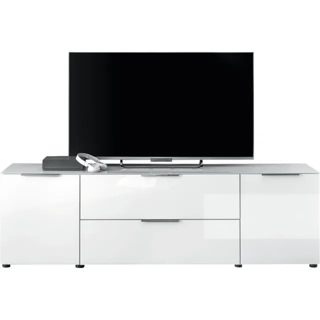 Image du produit Meuble TV Santo, panneau de particules verre blanc, 180,5 x 54,5 x 40 cm