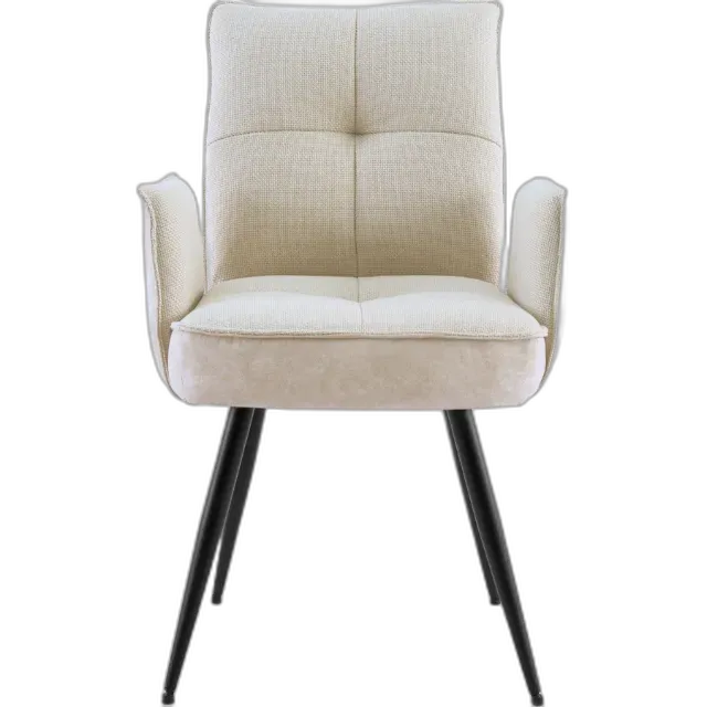 Produktbild zu Armlehnstuhl Lukas Kunstlederoptik/Stoff beige, 4-Fuss Gestell Metall schwarz