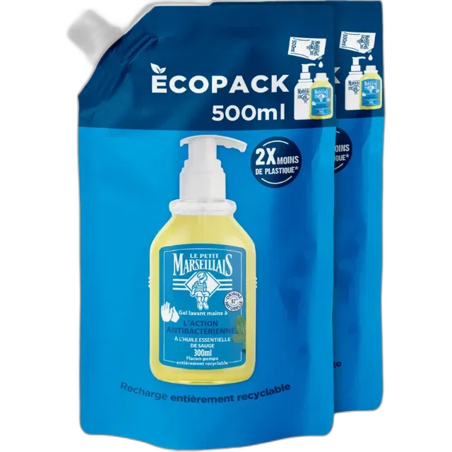 Immagine del prodotto Le Petit Marseillais Sapone liquido antibatterico - Ricarica 2 x 500 ml