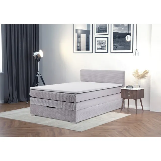 Immagine del prodotto Letto a molle insacchettate Porto tessuto a coste grigio chiaro 120 x 200 cm