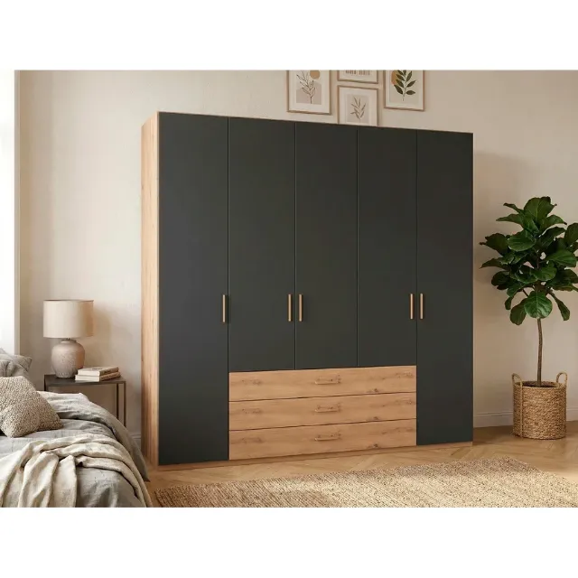 Produktbild zu Drehtürenschrank Marcus Dekor grafit 225 x 208 x 58 cm