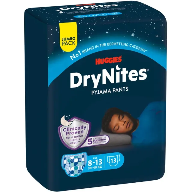 Immagine del prodotto Huggies DryNites Pantaloncini da notte taglia 8-13, 13 pezzi