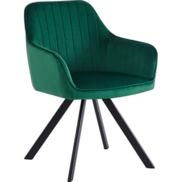 Image du produit Chaise rembourrée Mara aspect velours vert foncé, pivotante