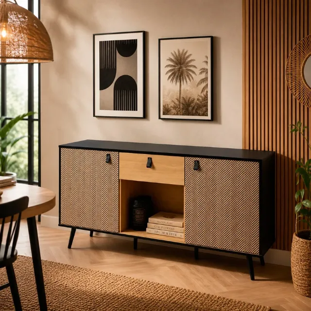 Immagine del prodotto Comodà Chelsea in legno/nero 150 x 78 x 39,5 cm