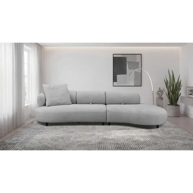 Image du produit Canapé Calipso tissu gris, pouf à droite