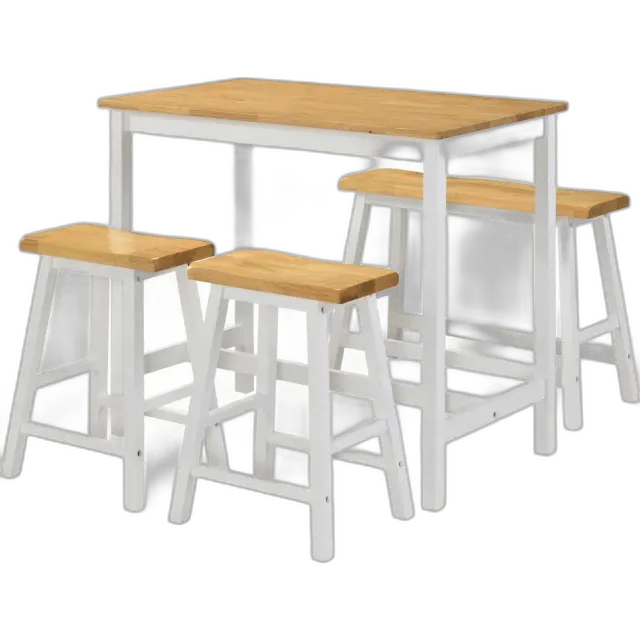 Image du produit Ensemble table haute Ibiza, 4 pièces, bois de caoutchouc massif