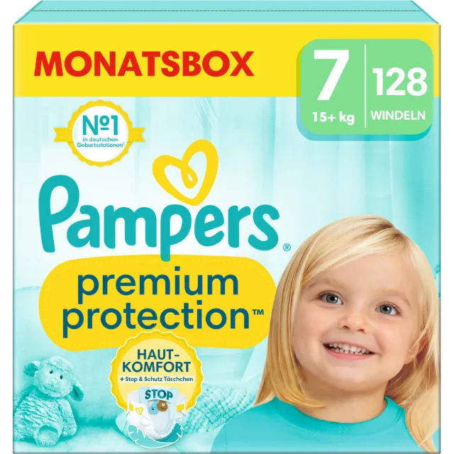 Produktbild zu Pampers Premium Protection Grösse 7 Monatsbox 128 Windeln