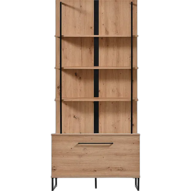 Produktbild zu Regal Sardinia Melamin Artisan schwarz 85 x 192 x 42 cm