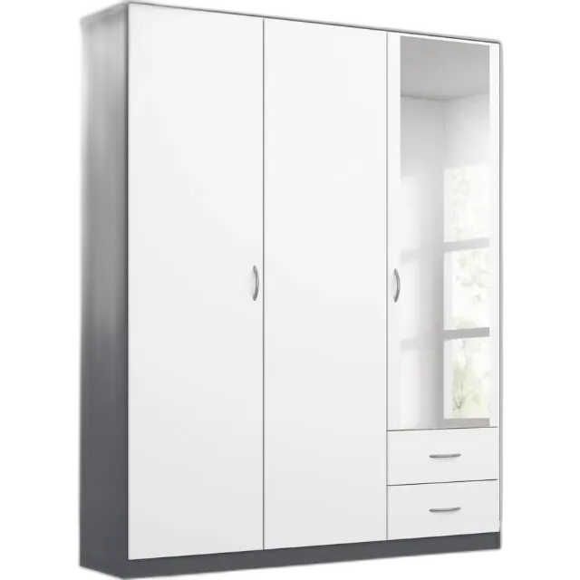 Image du produit Armoire à portes battantes Case gris/blanc 136 x 197 x 54 cm, avec miroir
