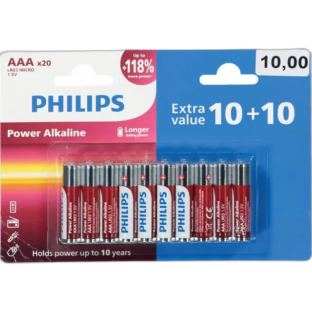 Immagine del prodotto Philips batterie AAA 10 + 10 pezzi Power Alkaline