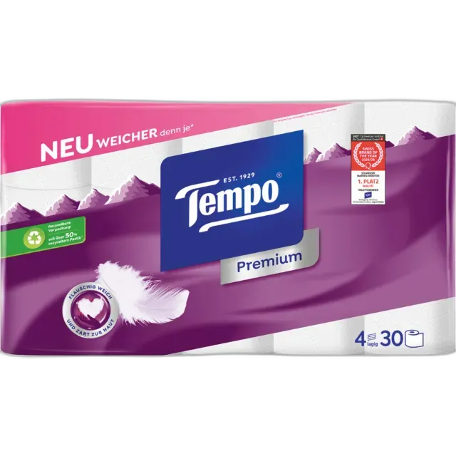Immagine del prodotto Tempo Carta igienica 4 veli bianca, 30 pezzi